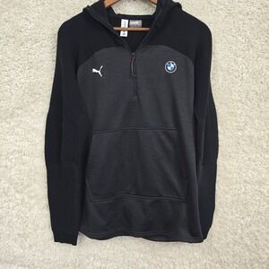 Puma BMW Motorsport Hoodie Mens S Black Half Zip Pullover Sweatshirt‎